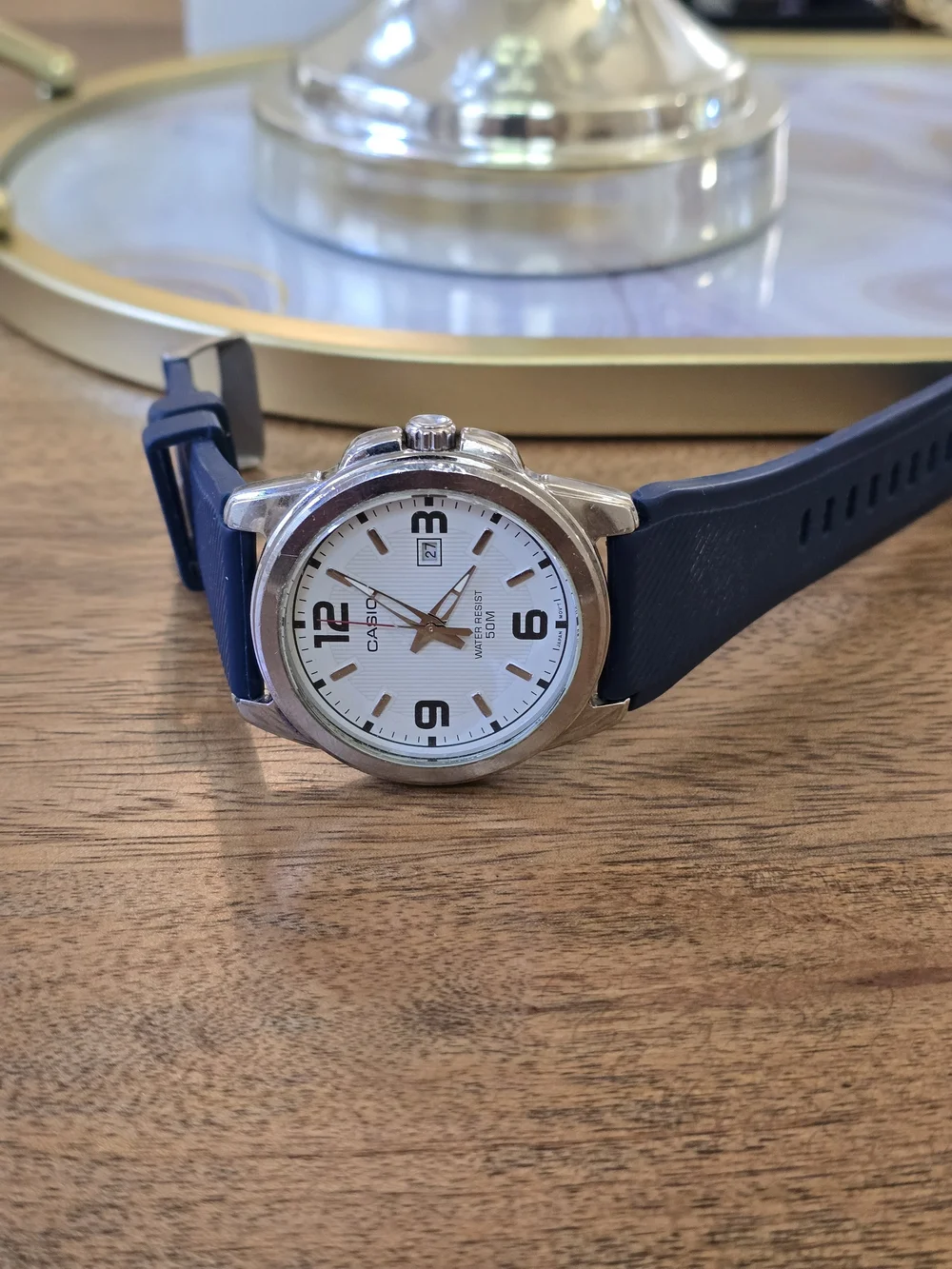 Casio Men’s Blue Strap Analog Watch - White Dial